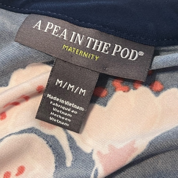 Pea in the pod Maternity Women’s size Medium Navy/ Floral Shift dress🤰3/4 sleeve - Picture 7 of 9